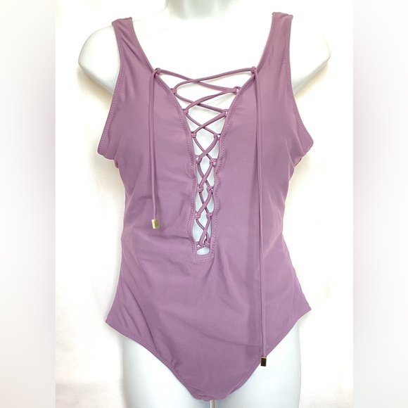 NWT Women’s One-Piece Sz.M Lavender Purple Steel Shade & Shore Brand Swimsuit - Picture 1 of 8